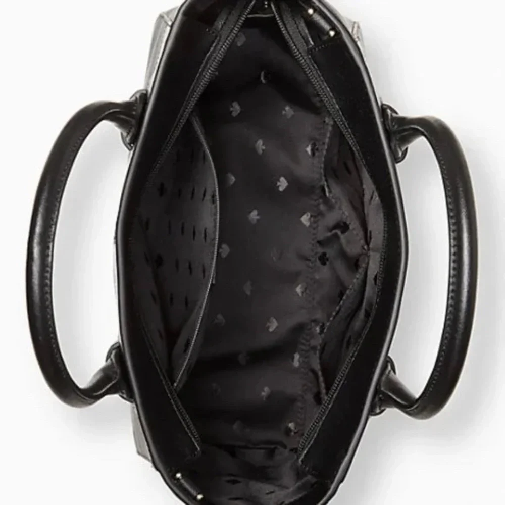 Kate Spade NY Black Melanie Satchel Jacquard Lining Zipper Closure NWT Original - Picture 9 of 9